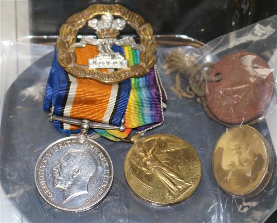 Memorial plaque & pair of medals - J.F. Wright